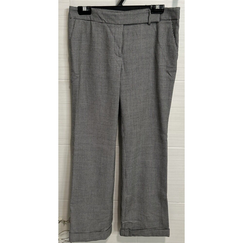 Talbots Wool Blend Black White Check Wide Leg 8, Classic Corporate Chic
